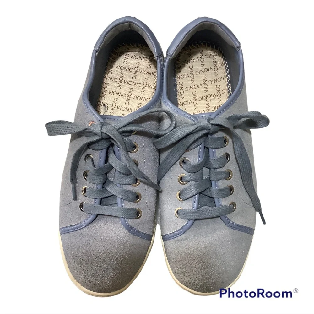 VIONIC BRINLEY WOMEN SUEDE BLUE LACE UP SNEAKERS. SIZE 7.5 - Picture 2 of 11